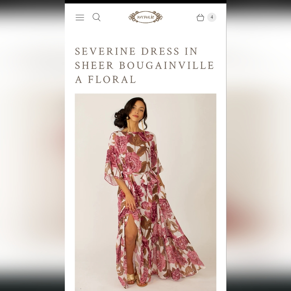JOYFOLIE SEVERINE DRESS IN SHEER BOUGAINVILLE A FLORAL - Picture 12 of 12